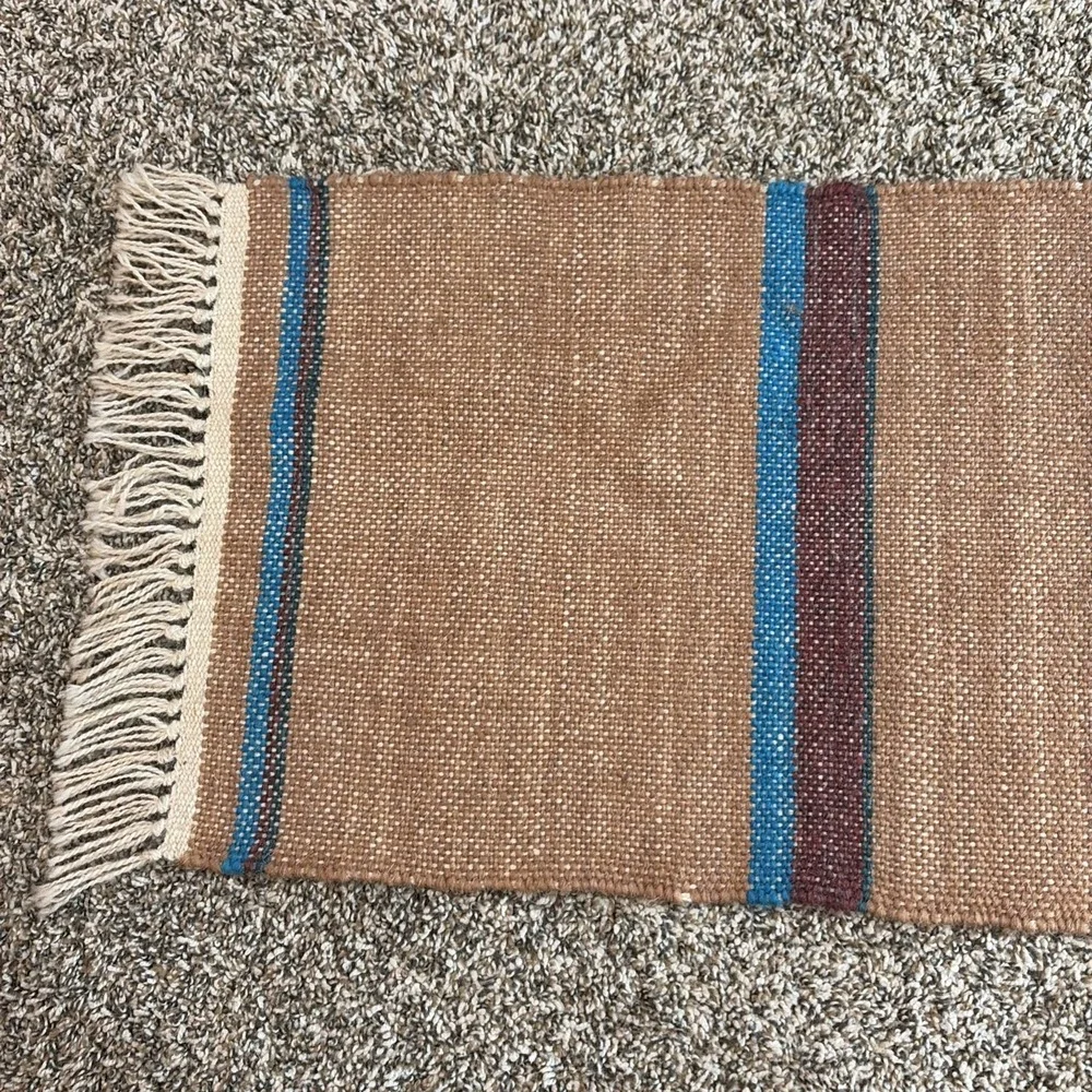 VNT Wool Southwestern Table Runner /Rug / Wall Hanging Decor Tassels 42x15